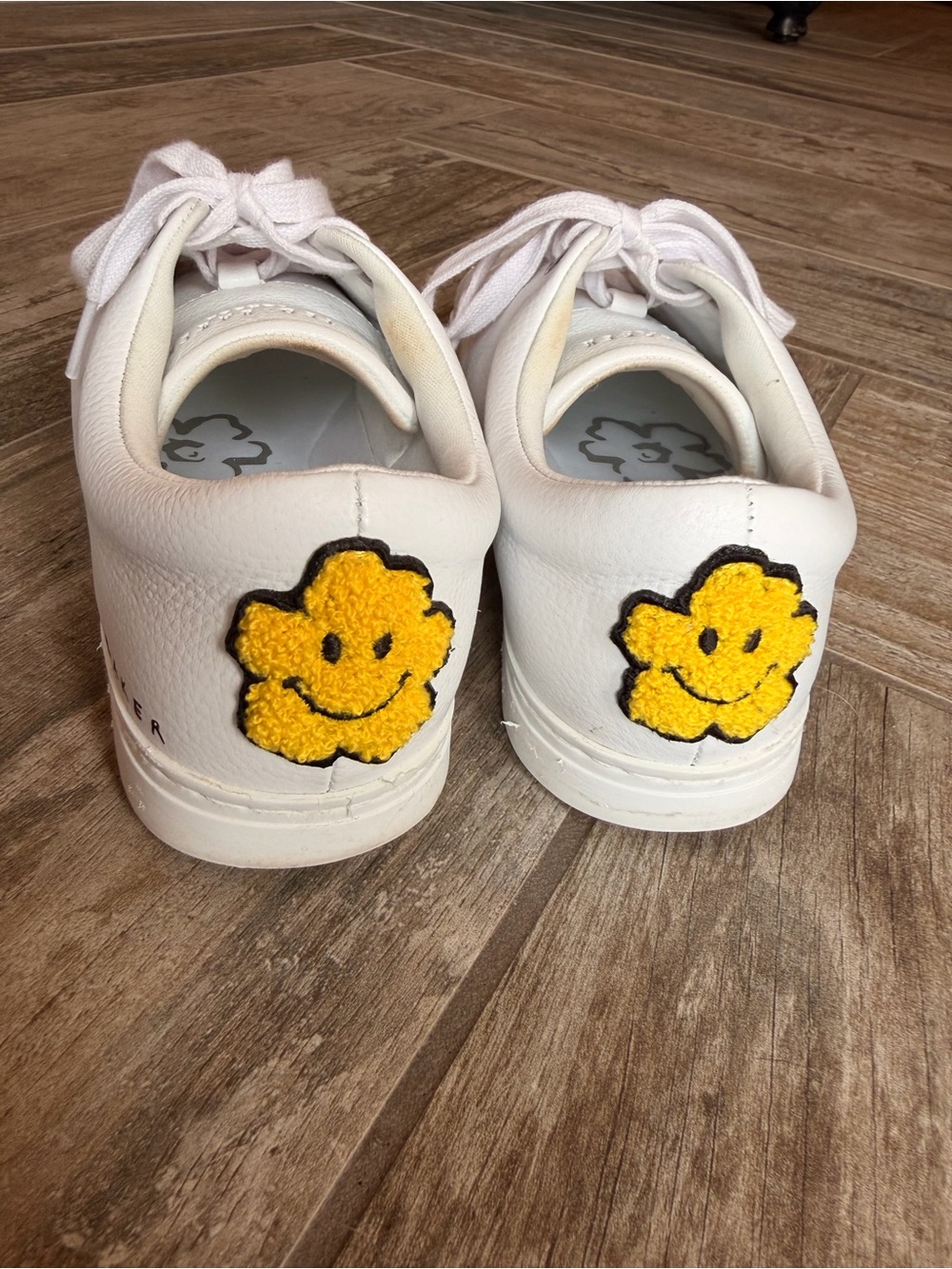 Women’s Ted Baker White Sneakers with Yellow Smiley Flower Patch